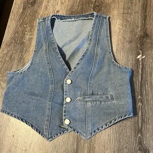 Denim Vest with Button Closure